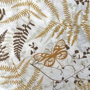 70s Vintage Vera Full Size Flat Sheet Burlington Percale Butterflies Ferns As Is